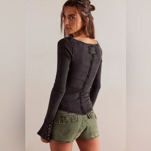 We The Free Charcoal Ribbed Long Sleeve Top